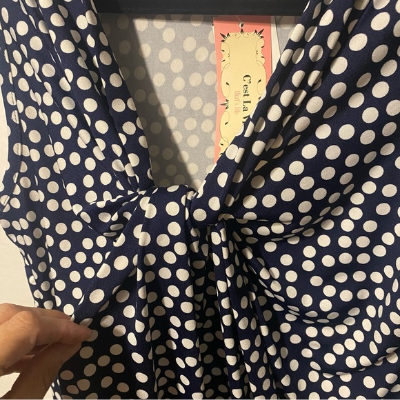 POLK A DOT BOUTIQUE DARK BLUE & WHITE TANK TOP - Picture 5 of 6